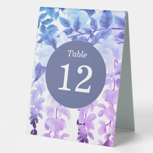 Watercolor Wisteria Purple Floral Table Numbers Table Tent Sign