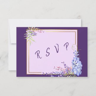 Watercolor Wisteria Purple Lavender Floral RSVP Card
