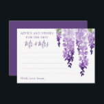 Watercolor Wisteria Purple Lilac Floral Wedding  Advice Card<br><div class="desc">Watercolor Wisteria Purple Lilac Floral Wedding Advice Cards feature elegant watercolor wisteria flowers in soft lavender and purple with green leaves on a white background with space for your guests to add their "Advice and wishes for the new Mr & Mrs". Perfect for wedding, bridal shower or bachelorette party. Personalize...</div>