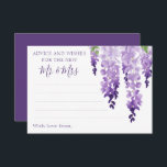 Watercolor Wisteria Purple Lilac Floral Wedding  Advice Card<br><div class="desc">Watercolor Wisteria Purple Lilac Floral Wedding Advice Cards feature elegant watercolor wisteria flowers in soft lavender and purple with green leaves on a white background with space for your guests to add their "Advice and wishes for the new Mr & Mrs". Perfect for wedding, bridal shower or bachelorette party. Personalize...</div>
