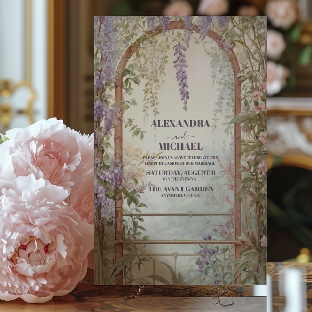 Watercolor Wisteria Purple Lilac Floral Wedding Invitation (Creator Uploaded)