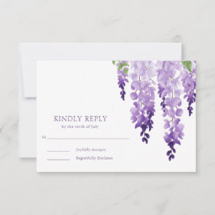 Watercolor Wisteria Purple Lilac Florals RSVP Card