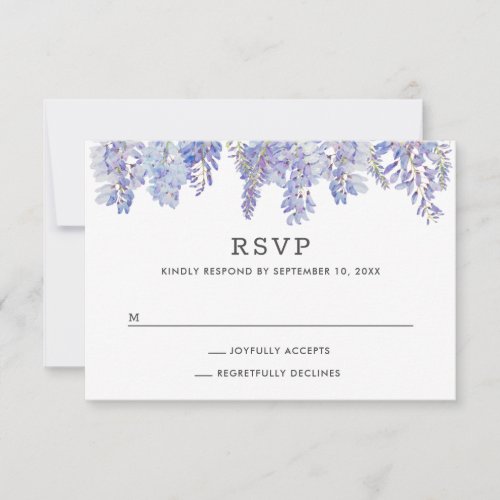Watercolor Wisteria Purple Wedding RSVP Card