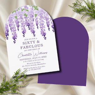 Watercolor Wisteria Sixty & Fabulous Floral Chic Invitation