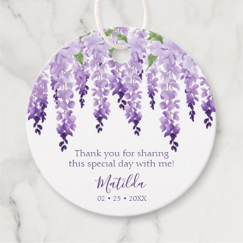 Watercolor Wisteria Thank You  Bat Mitzvah Favor Tags