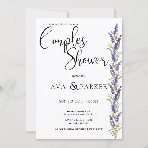 Watercolor Wisteria tree Couples Shower Invitation