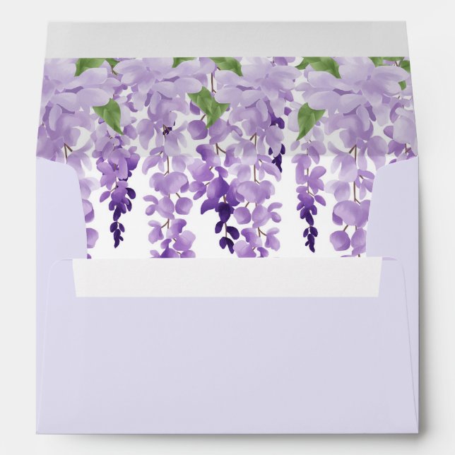 Watercolor Wisteria Wedding Envelope (Back (Bottom))