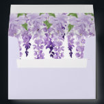 Watercolor Wisteria Wedding Envelope<br><div class="desc">This design features elegant watercolor wisteria flowers in soft lavender and purple with green leaves on a white background lining the inside of the envelope with a soft lavender outer. Personalized with your return address on the back of the envelope. Personalize by editing the text in the text box provided....</div>