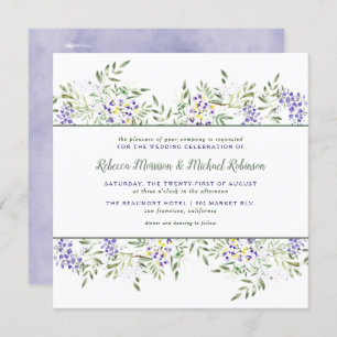 Watercolor Wisteria Wedding Invitation Square