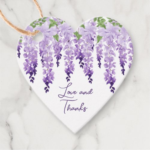 Watercolor Wisteria Wedding Love And Thanks Script Favor Tags
