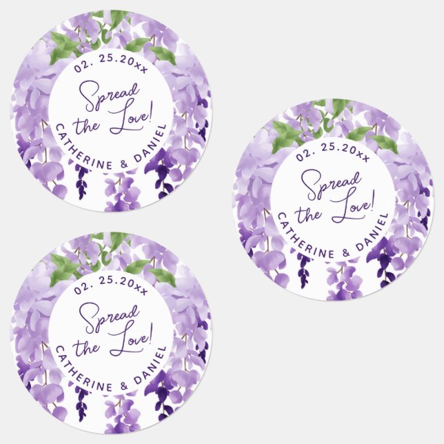 Watercolor Wisteria Wedding Spread The Love Script Labels (Group)