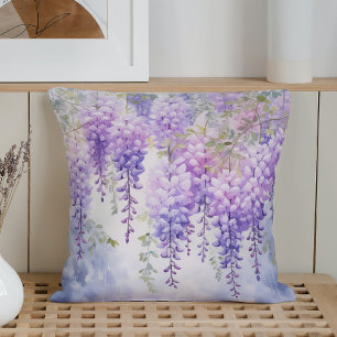 Watercolor Wisteria Whispers Throw Pillow
