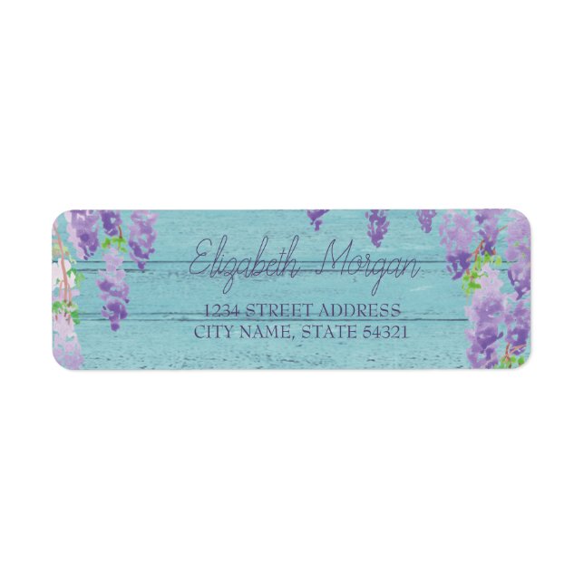 Watercolor Wisteria Wood Texture Label (Front)