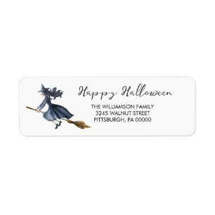 Watercolor Witch Halloween Return Address Label