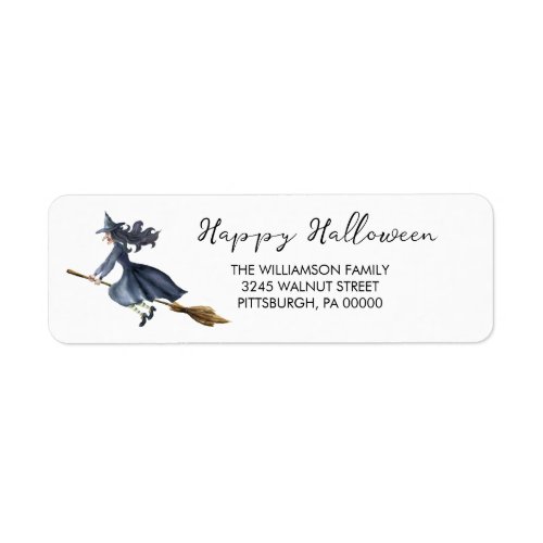 Watercolor Witch Halloween Return Address  Label