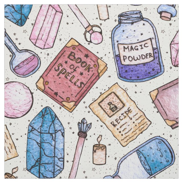 Watercolor Witchy Pattern Fabric (Swatch)