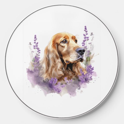 Watercolor with flowers _ English Cocker Spaniel Wireless Charger