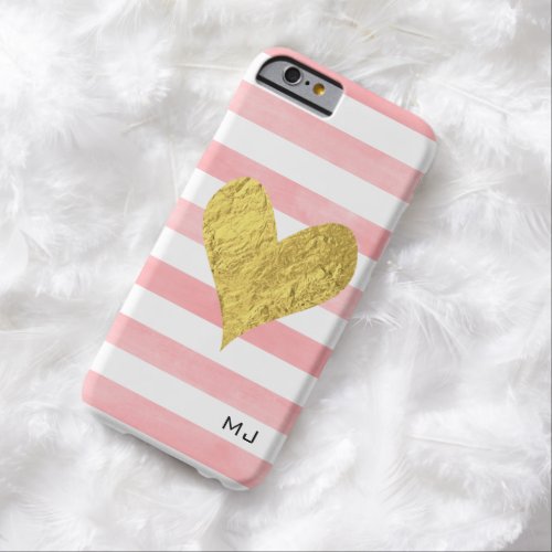 Watercolor with Gold Foil Heart Barely There iPhone 6 Case