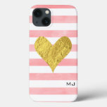 Watercolor With Gold Foil Heart Iphone 13 Case at Zazzle