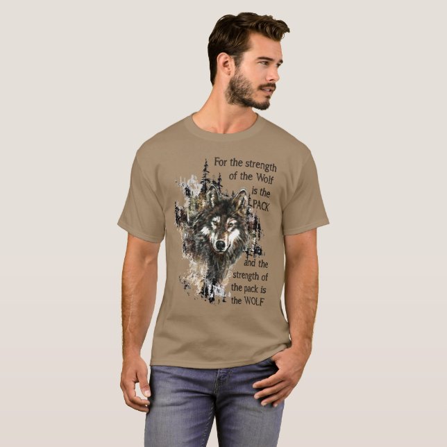 Watercolor Wolf Animal Family Pack Quote T-Shirt (Front Full)