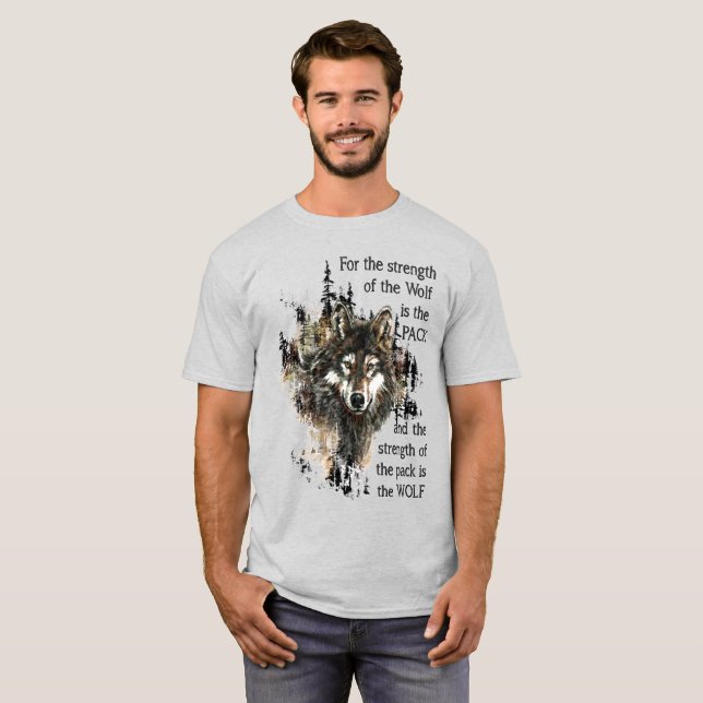 Watercolor Wolf Animal Family Pack Quote T-Shirt (Front Full)