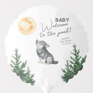 Watercolor Wolf Baby Shower Balloon