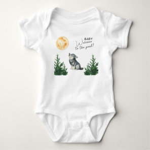 Watercolor Wolf Baby Shower  Bodysuit