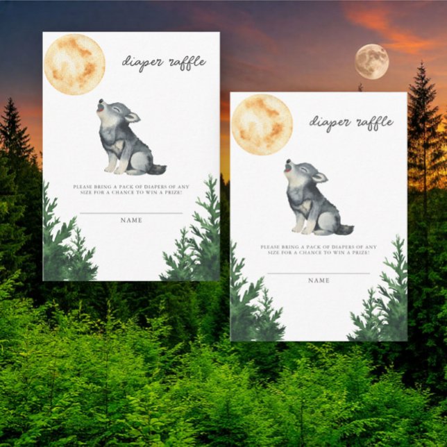 Watercolor Wolf Baby shower Diaper Raffle Enclosure Card (Creator Uploaded)