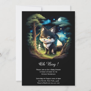 Watercolor Wolf Baby Shower Invitation