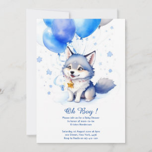 Watercolor Wolf Baby Shower Invitation