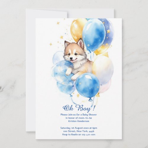 Watercolor Wolf Baby Shower Invitation