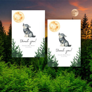 Watercolor Wolf Baby Shower Thank you Card