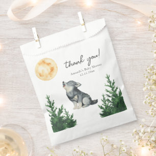 Watercolor Wolf Baby Shower Thank you Favor Bag