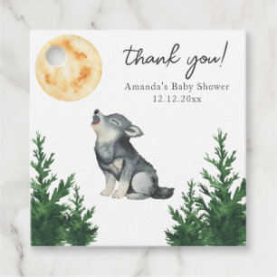 Watercolor Wolf Baby Shower Thank you Favor Tags