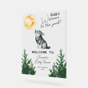 Watercolor Wolf Baby shower Welcome Acrylic Sign