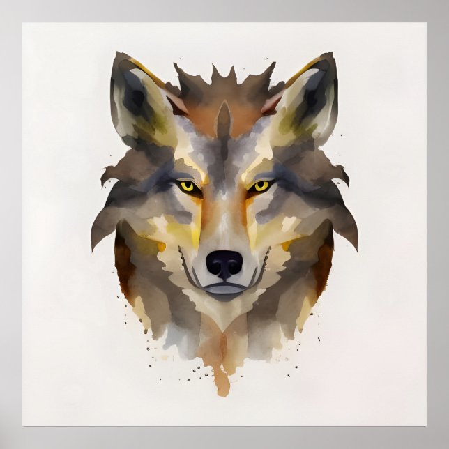 Watercolor Wolf Head  Poster (Front)