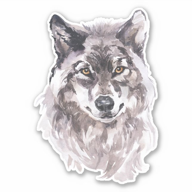 Watercolor Wolf Head Sticker (Front)