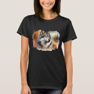 Watercolor Wolf in Autumn T-Shirt