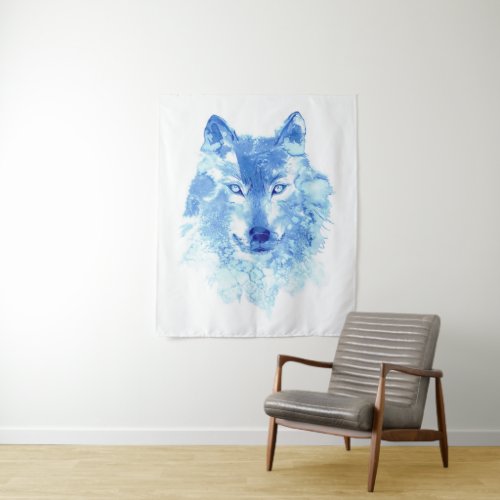 Watercolor Wolf Medium Wall Tapestry