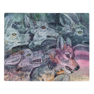 Watercolor Wolf Pack Jigsaw Puzzle