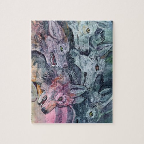 Watercolor Wolf Pack Jigsaw Puzzle