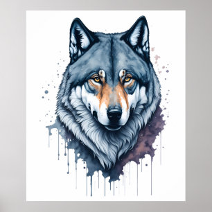 Watercolor Wolf Poster