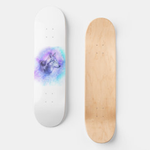 Watercolor Wolf Skateboard