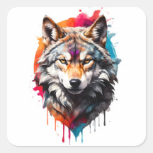 Watercolor Wolf Splatter Art Portrait Splash Ink