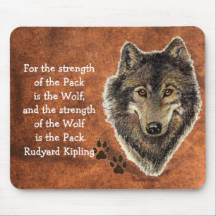 Watercolor Wolf Track Family Quote by Kipling Mouse Pad
