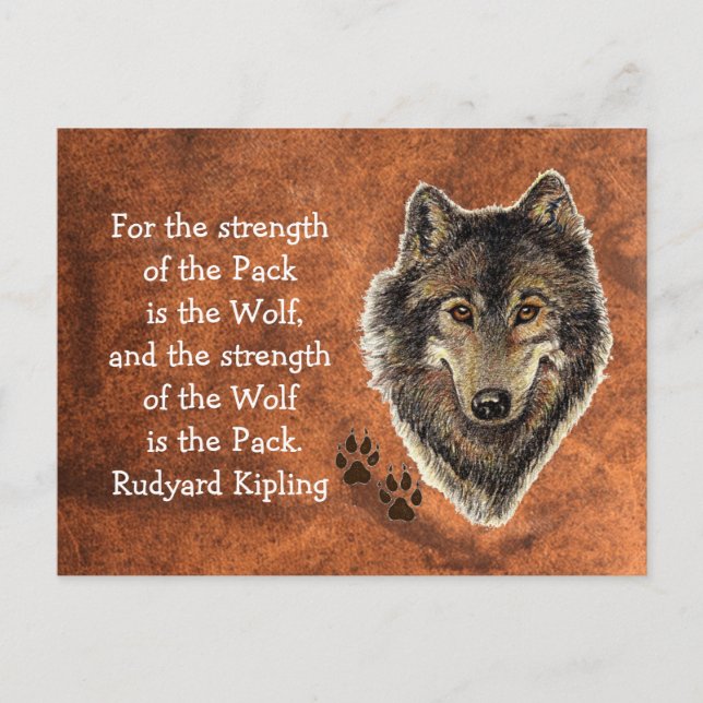 Watercolor Wolf Track Family Quote by Kipling Postcard (Front)