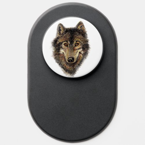 Watercolor Wolf Wild Animal Wildlife Nature art PopSocket