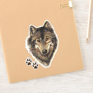 Watercolor Wolf Wildlife Animal Nature Art Sticker