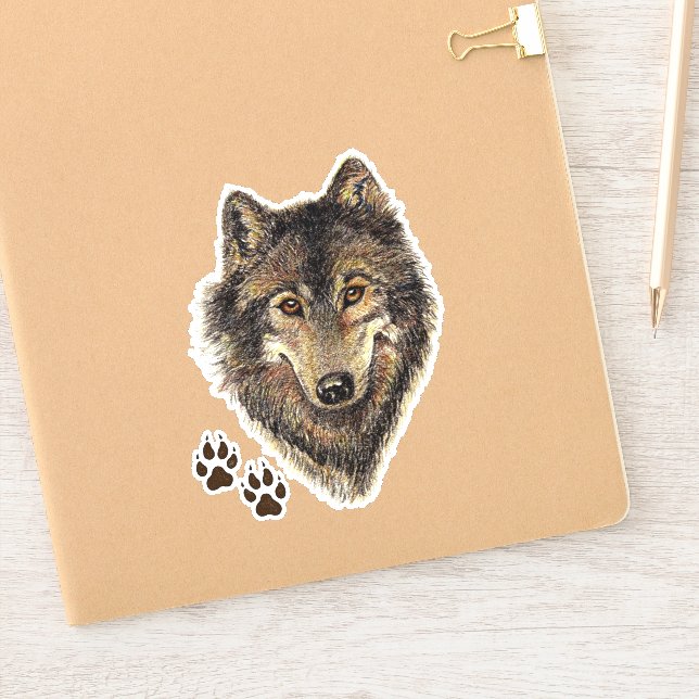 Watercolor Wolf Wildlife Animal Nature Art Sticker (Notebook)