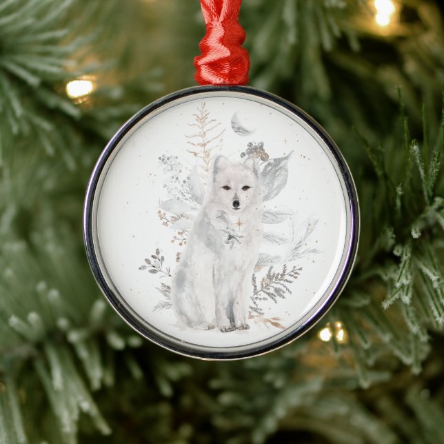 Watercolor Wolf Winter Greenery Ornament (Tree)
